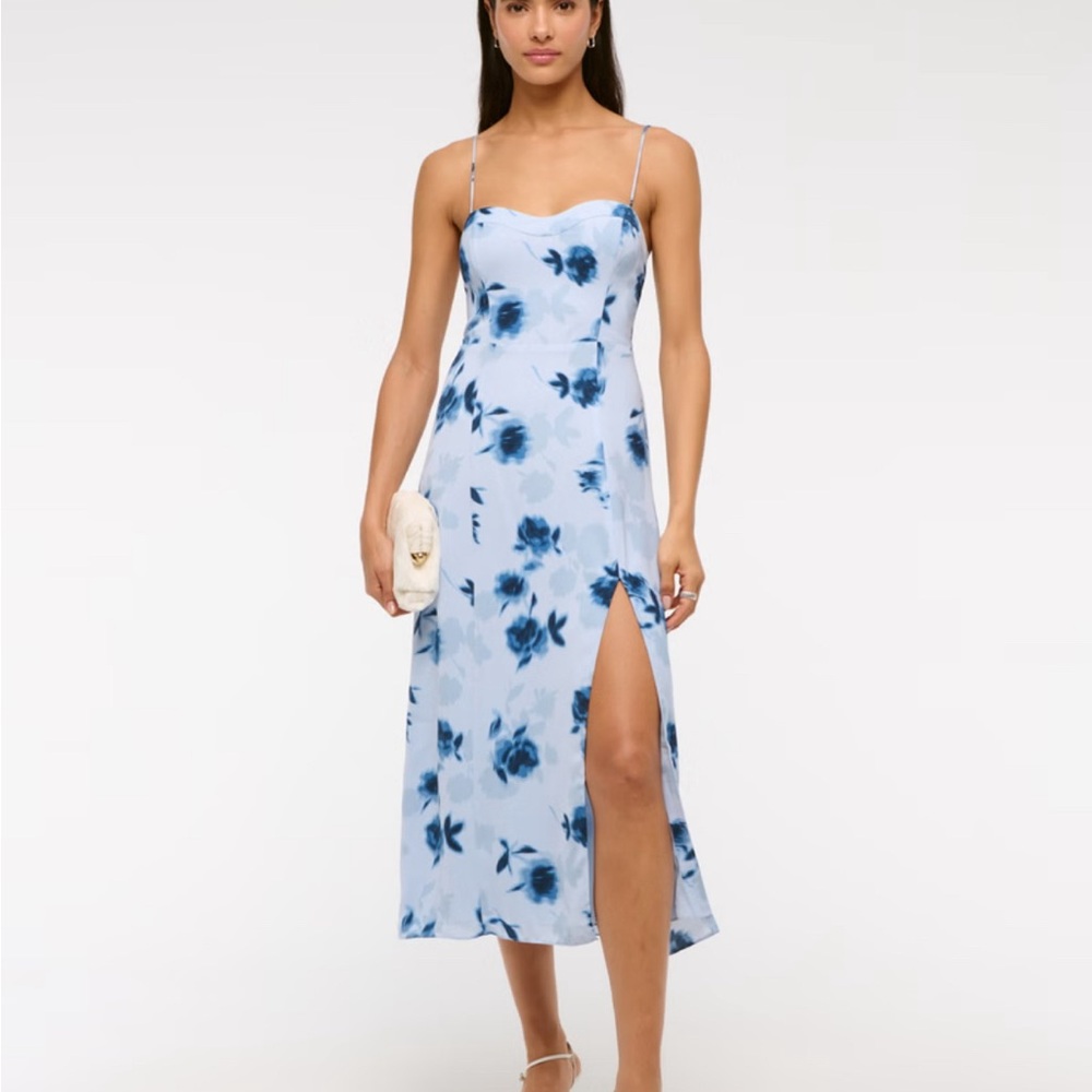 Abercrombie & Fitch Light Blue Floral Midi Dress